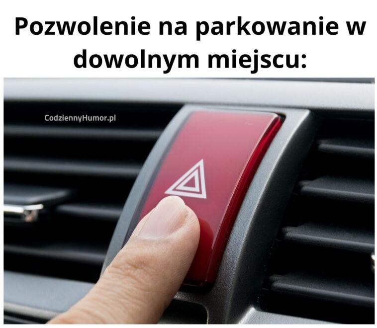 Pozwolenie na parkowanie w dowolnym miejscu. Mem z awaryjnymi